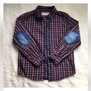 Zara Kids Red and Blue Plaid Button Down Shirt
